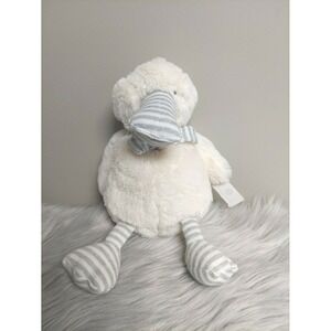 Baby Needs Elegant Duck Cream Gray Striped 14" Plush Stuffed Toy with Tags